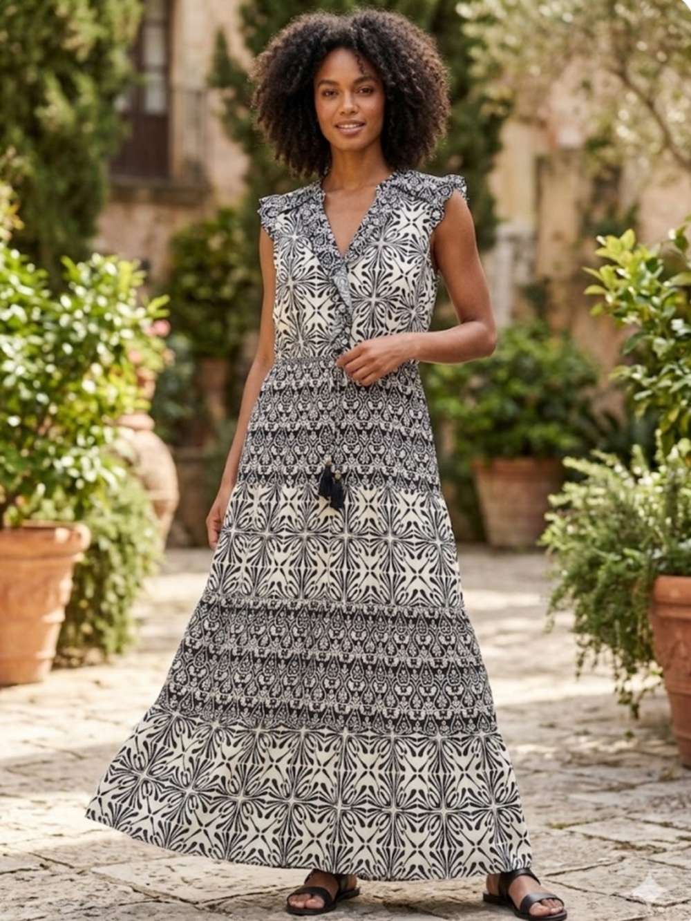 Tribal Femme Cotton Rayon Blend Printed Maxi Dress